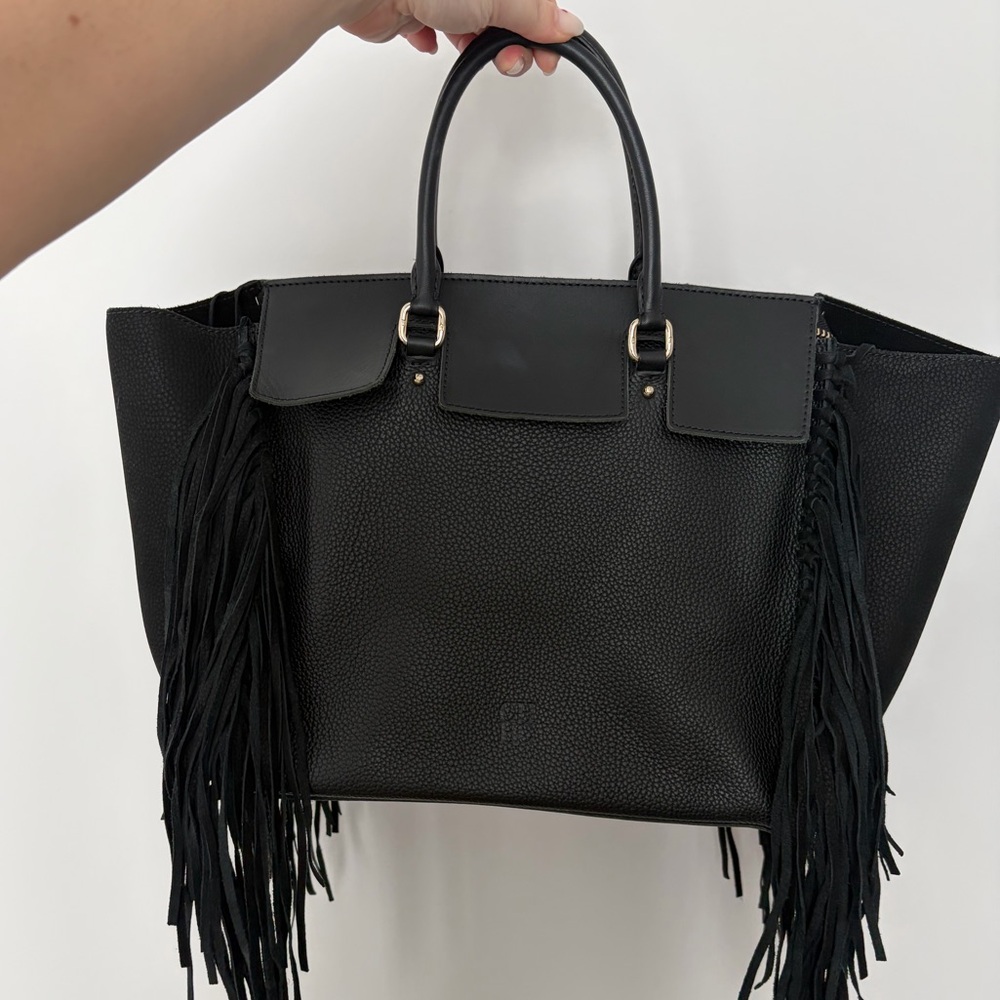 Carolina Herrera Black Fringe Tote Bag